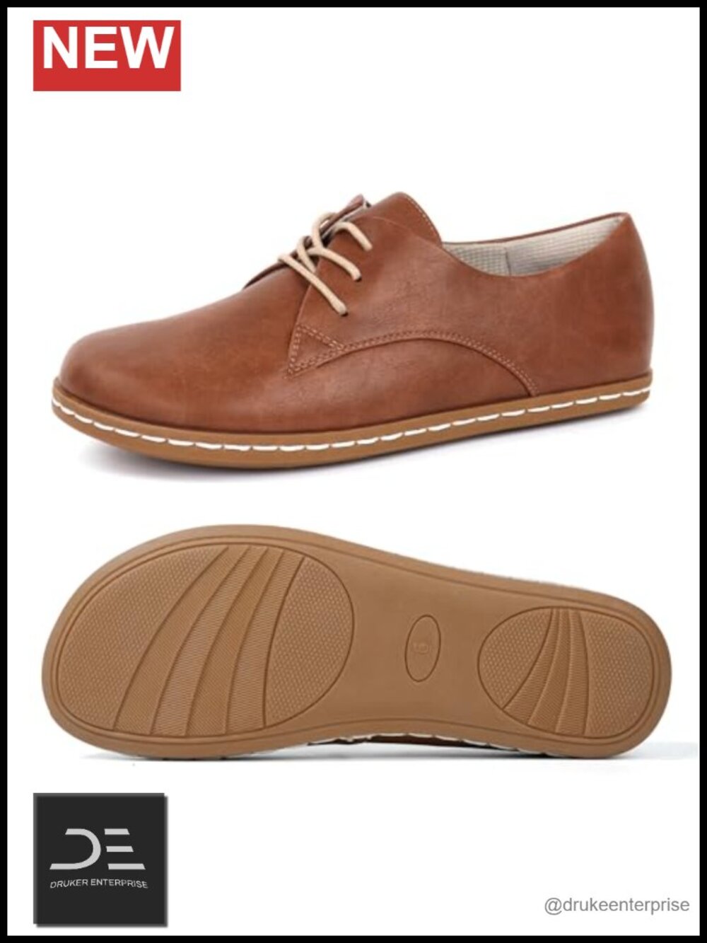 Leather Wide Toe Oxfords Barefoot Walking Shoes Zero Drop Lace Up
